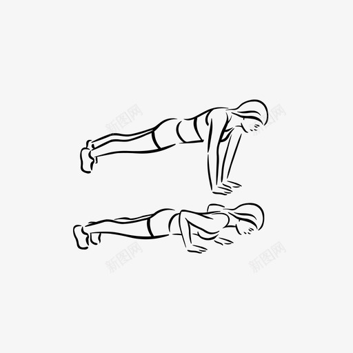 俯卧撑锻炼健身平板svg_新图网 https://ixintu.com 锻炼 俯卧撑 健身 平板