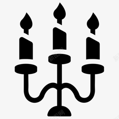 蜡烛架燃烧的蜡烛烛台图标