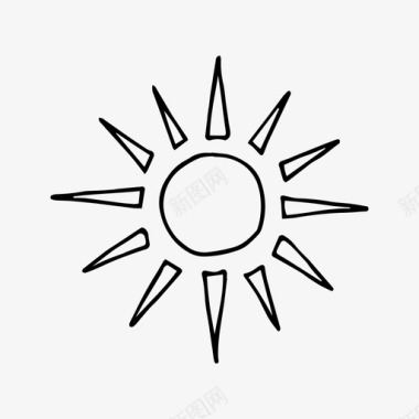 太阳涂鸦素描图标