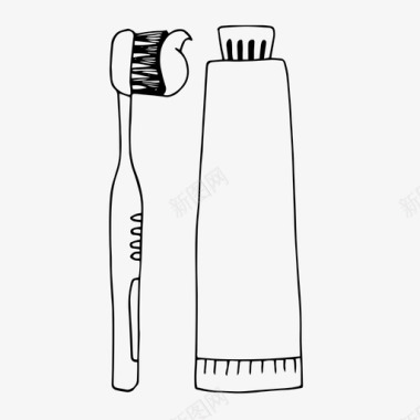 牙膏和刷子牙齿护理牙齿卫生图标