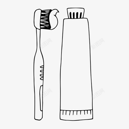 牙膏和刷子牙齿护理牙齿卫生svg_新图网 https://ixintu.com 牙膏 刷子 牙齿 护理 卫生 牙科 科学 手绘