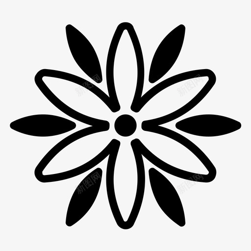 茉莉花装饰花花图案svg_新图网 https://ixintu.com 茉莉花 装饰 花花 图案 花纹 纹身 符号