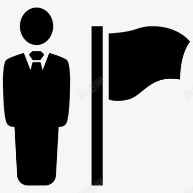 商业领袖成就旗帜图标