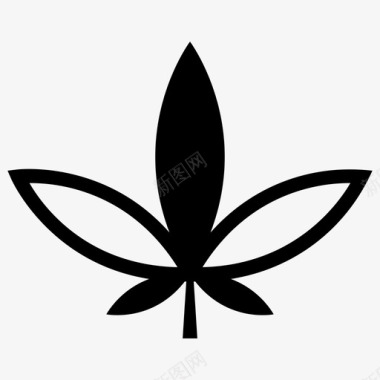 大麻叶大麻大麻和大麻叶字形图标图标