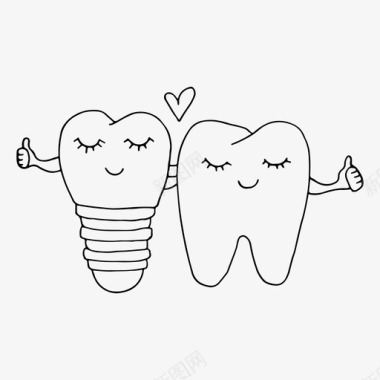 牙齿和植入物牙齿护理牙医图标