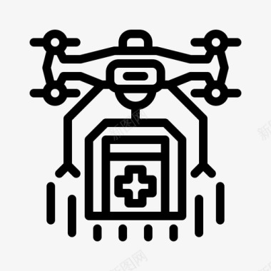无人机带来医疗箱苍蝇药品图标