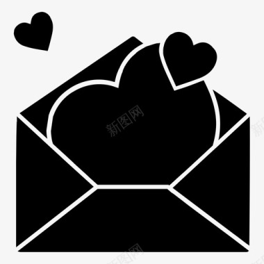 电子邮件心形情书图标