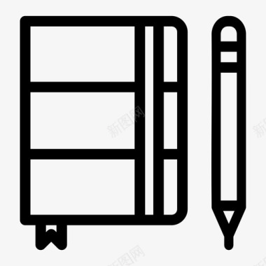 笔记本议程书和铅笔图标
