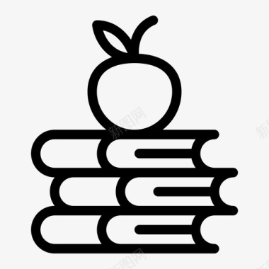 书和苹果阅读学校图标