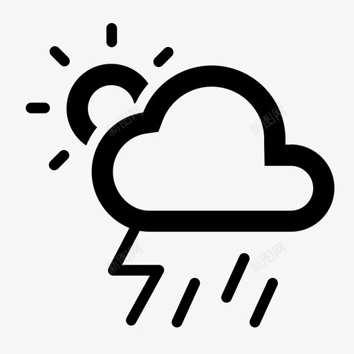 雷雨雨阵雨svg_新图网 https://ixintu.com 雷雨 阵雨 天气 天气图 图标 设置 圆形