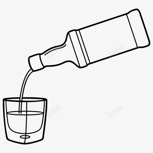 倒威士忌瓶子玻璃杯svg_新图网 https://ixintu.com 威士忌 瓶子 玻璃杯