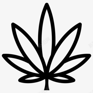 大麻大麻和大麻叶字形图标图标