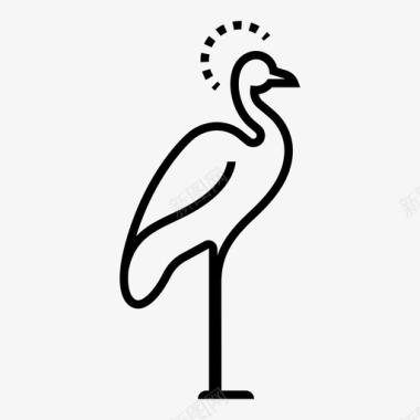 冠鹤鸟异国鸟图标