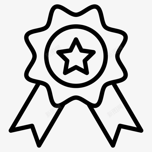 奖励成就徽章svg_新图网 https://ixintu.com 奖励 成就 徽章 奖品 等级 丝带 成功 机会 线图 图标