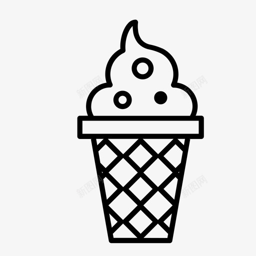 冰淇淋筒巧克力酱冰淇淋svg_新图网 https://ixintu.com 冰淇淋 巧克力 甜食 快餐