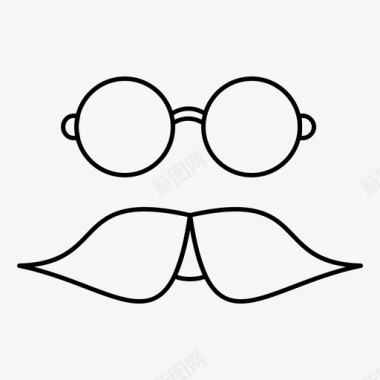 眼镜胡子时髦男性图标