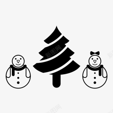 雪人圣诞节情侣图标