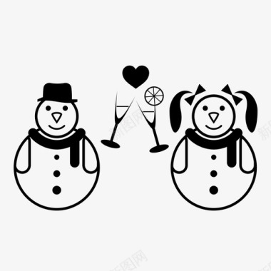 雪人圣诞节情侣图标