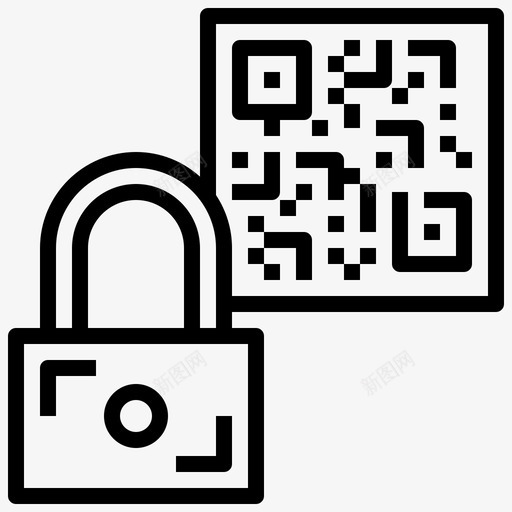 钥匙qrcode条形码锁svg_新图网 https://ixintu.com 钥匙 条形码 二维 挂锁 安全性 轮廓
