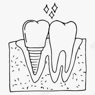 牙齿和植入物牙齿护理牙医图标