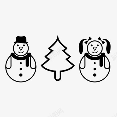 雪人圣诞节情侣图标