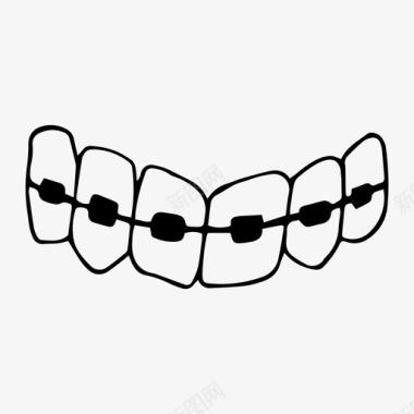带牙套的牙齿牙套牙齿护理图标