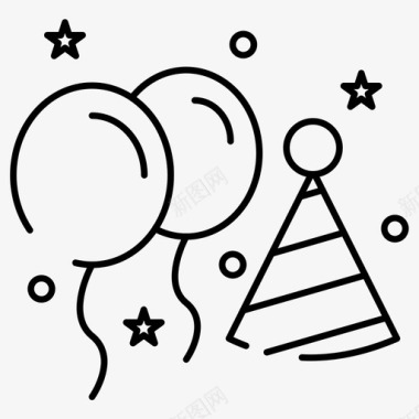 生日气球帽子图标