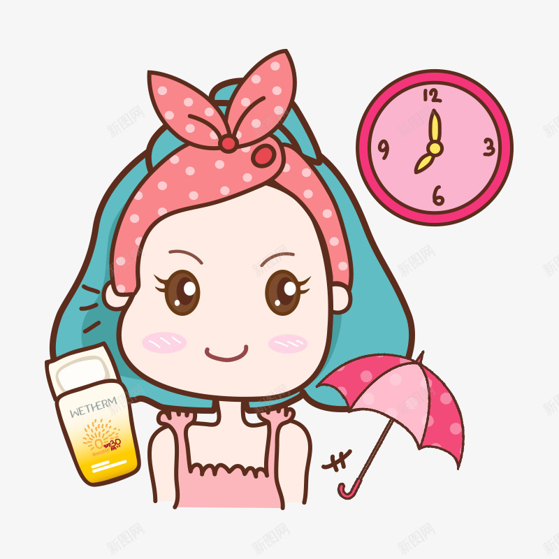 泉泉护肤步骤06涂防晒伞png免抠素材_新图网 https://ixintu.com 泉泉 护肤 步骤 防晒