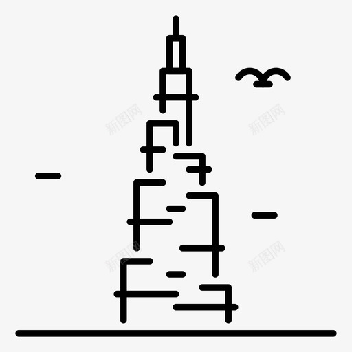 哈利法塔迪拜地标svg_新图网 https://ixintu.com 哈利 法塔 迪拜 地标