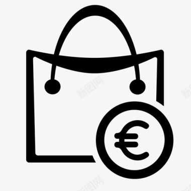 购物袋欧元兑换成欧元欧元付款图标