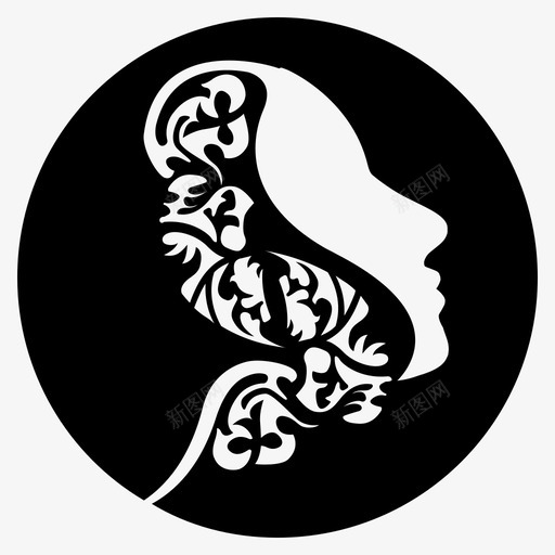 美女图标头发头svg_新图网 https://ixintu.com 美女 图标 头发 用户界面 女人