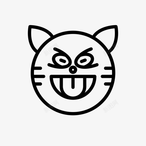 老虎愤怒猫svg_新图网 https://ixintu.com 老虎 表情 符号 愤怒 舌头