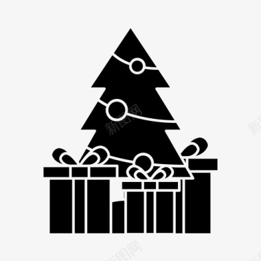 礼物和树圣诞节圣诞老人图标