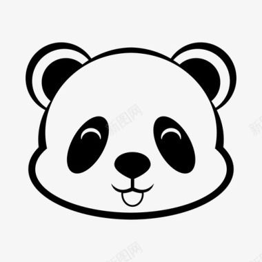 伸出舌头熊猫表情脸头图标