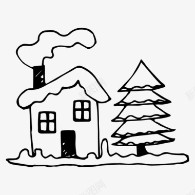 冬天圣诞节房子图标