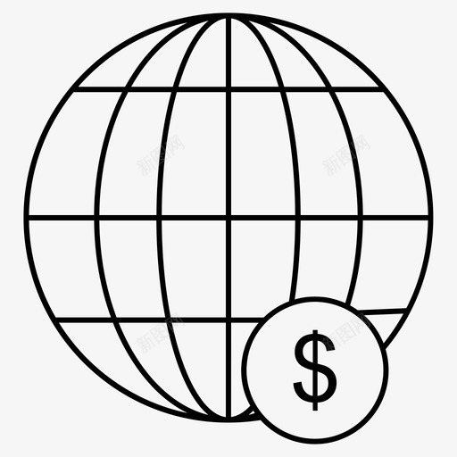 地球仪硬币美元svg_新图网 https://ixintu.com 地球仪 硬币 美元 货币 金融 细线