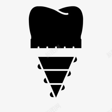 植入物牙齿牙齿和牙齿护理符号图标
