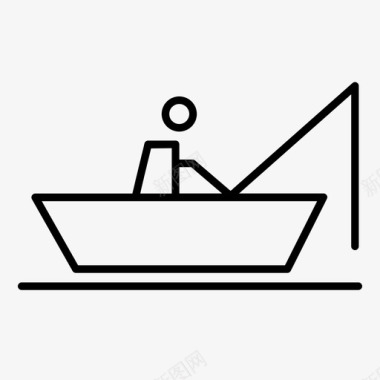 渔船渔夫鱼竿图标