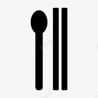 勺子和筷子吃饭食物图标