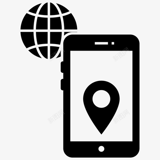 gps跟踪地理定位定位应用程序svg_新图网 https://ixintu.com 跟踪 定位 应用程序 地理 移动 导航 网络 通信 字形 图标