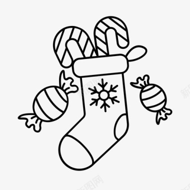 袜子和糖果圣诞节圣诞老人图标