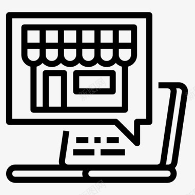 网上商店电子商务笔记本电脑图标