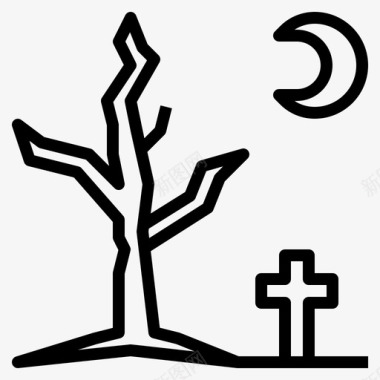 死树墓地万圣节图标