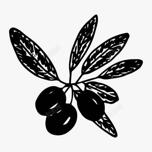 黑橄榄食物手绘svg_新图网 https://ixintu.com 橄榄 食物 手绘
