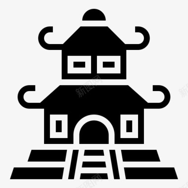 寺院天堂寺庙天堂佛教图标