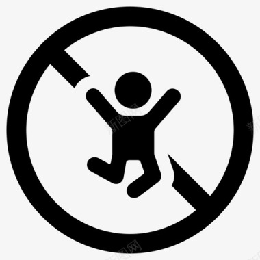 禁止跳跃禁止儿童禁止娱乐图标