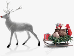 圣诞节小车圣诞节麋鹿送礼圣诞小车高清图片