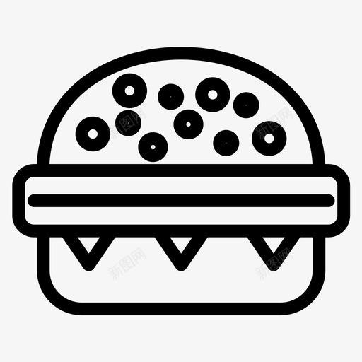 汉堡芝士汉堡快餐svg_新图网 https://ixintu.com 汉堡 芝士 快餐 食品 粗体 线条