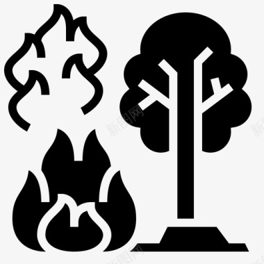 森林火灾燃烧森林砍伐图标