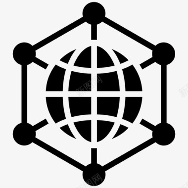 全球连接网络空间全球通信图标